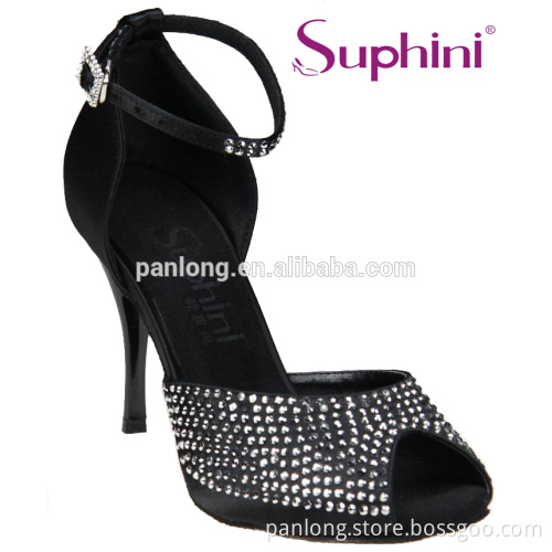 Hot Sale Black Slim High Heel Tango Dance Shoes 725